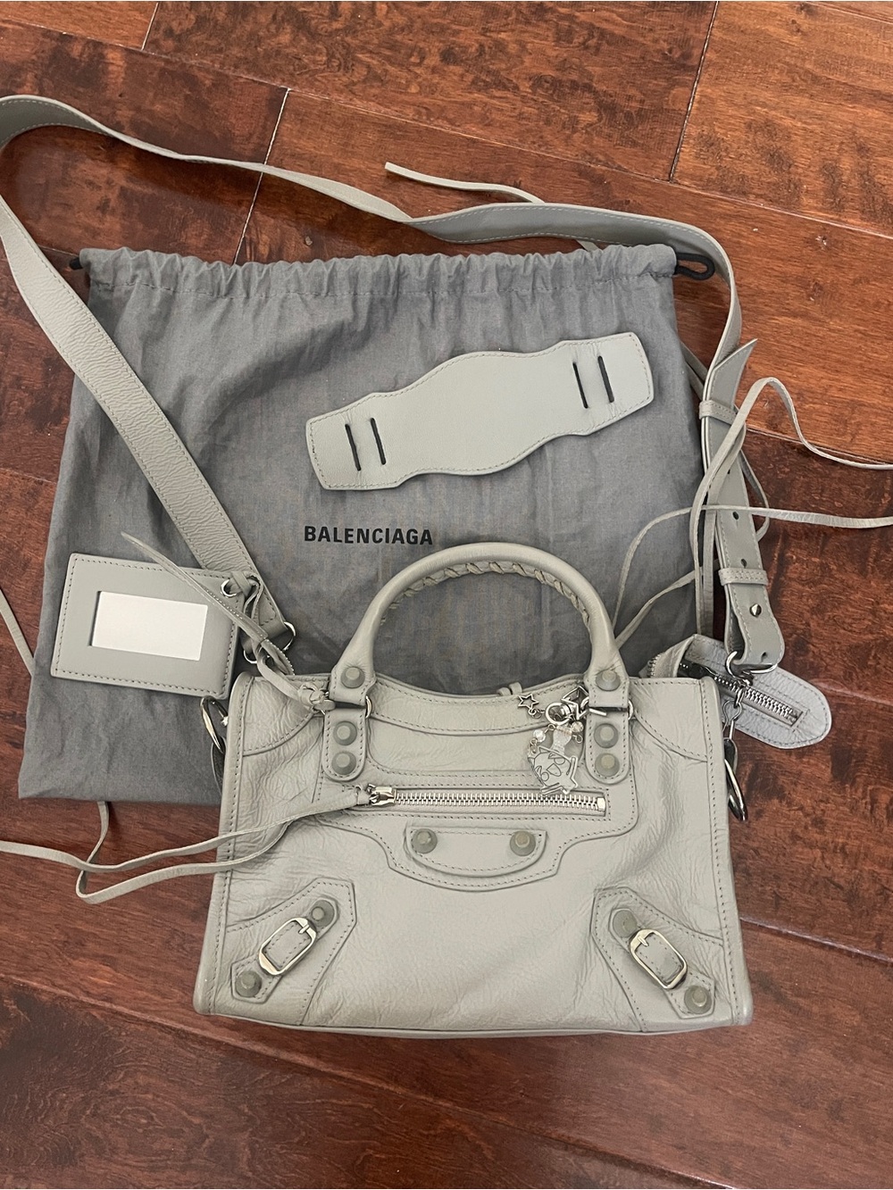 Balenciaga Mini City Bag in Light Gray Leather